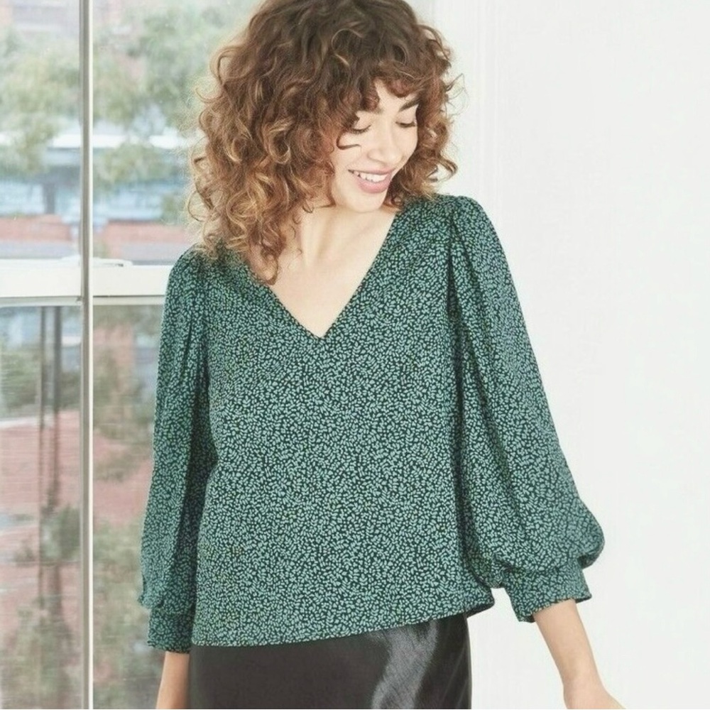 A New Day puff sleeve green blouse XXL ‼️must bundle with other listings‼️